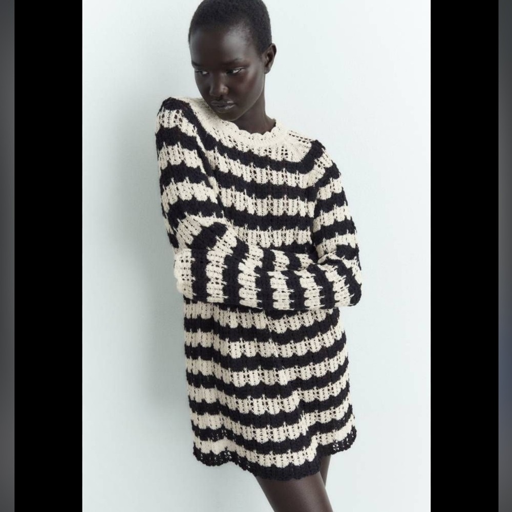 Zara Striped Crochet Dress - Size S